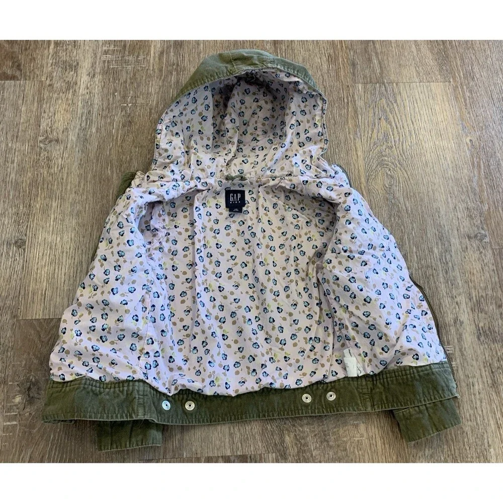 Baby Gap Green Velvet Utility Coat Jacket Girls XS 4-5